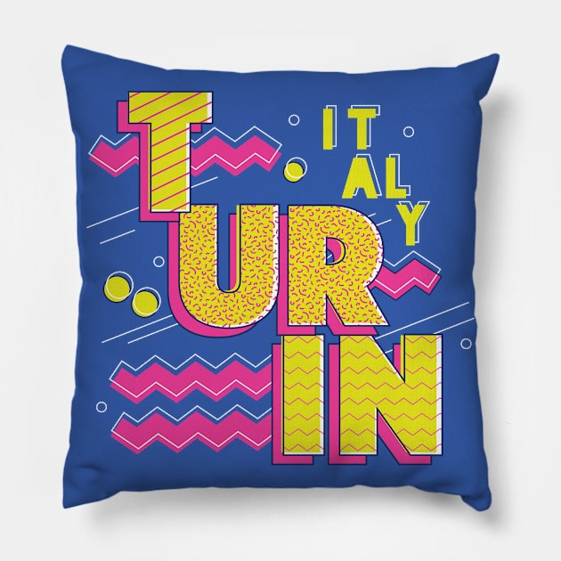 Retro 90s Turin, Italy Pillow by SLAG_Creative