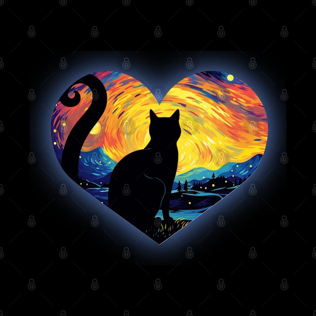 Starry night and black cat by Don’t Care Co