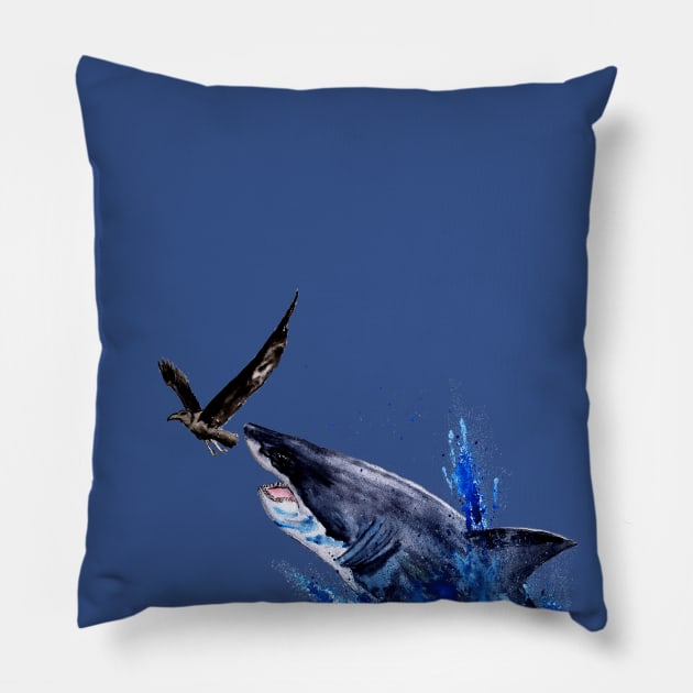 shark out of pocket Pillow by NemfisArt