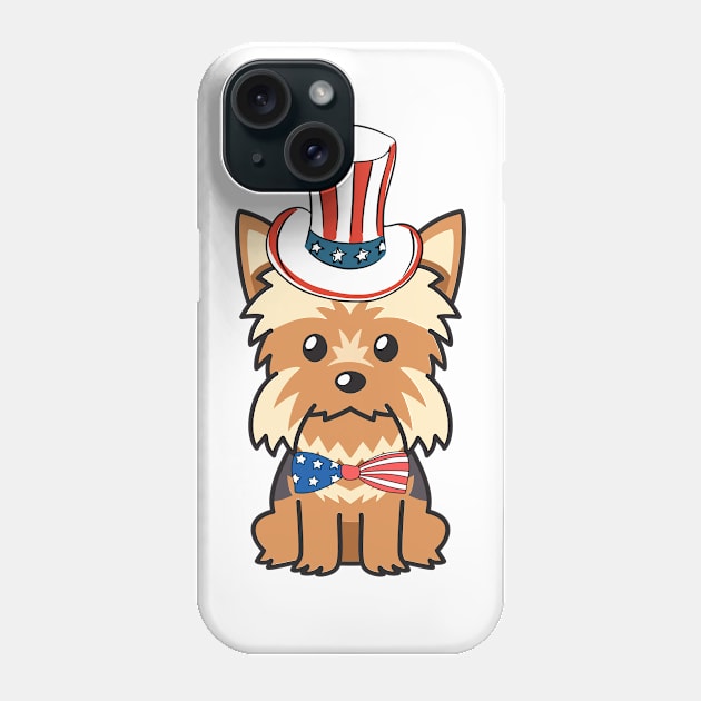 Funny yorkshire terrier dog is wearing uncle sam hat Phone Case by Pet Station