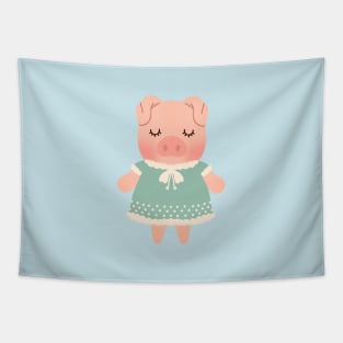 Cute little Pig kawaii in a dress Tapestry