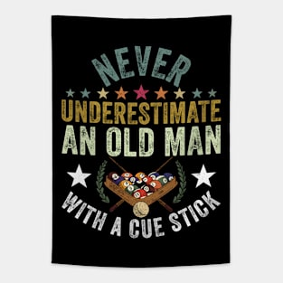 Never Underestimate An Old Man With A Cue Stick Tapestry