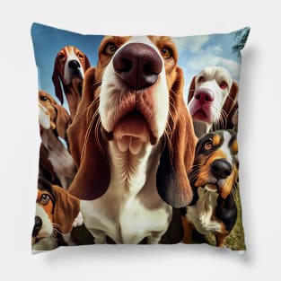 Dog Basset Hound Wild Nature Funny Happy Humor Photo Selfie Pillow