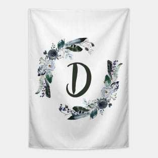 Floral Monogram D Dark Bohemian Flora Tapestry