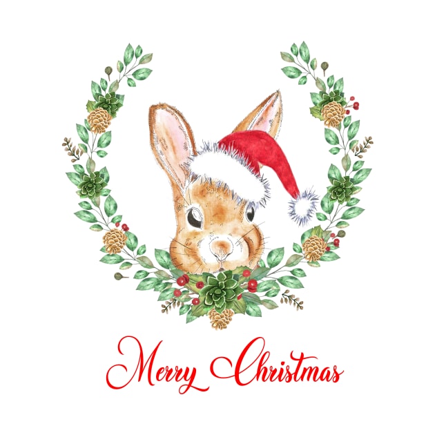 Merry christmas bunny in wreath by LatiendadeAryam