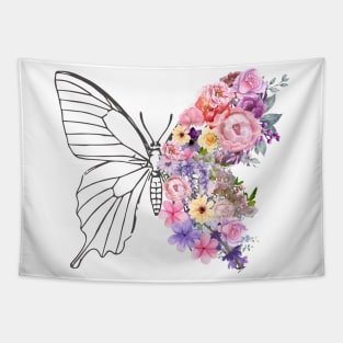 Butterfly with Flower Wings Tapestry