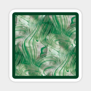 Green and Clear Swirl Glass on White Magnet