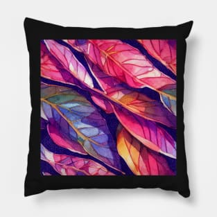 Colorful watercolor leaves pattern Pillow