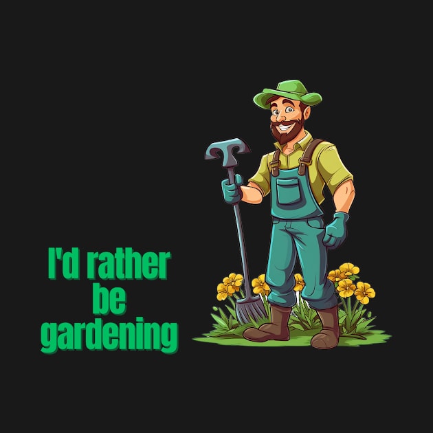 Cartoon design of a male gardener with humorous saying by CPT T's