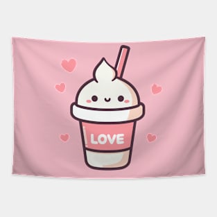 Cute Vanilla Ice Cream in Kawaii Style | Design for Kawaii Lovers | Kawaii Food Tapestry