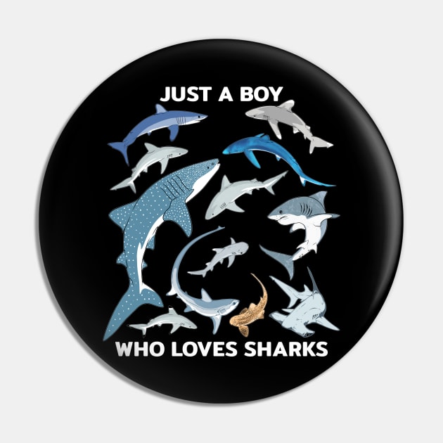 Just a boy who loves sharks Pin by NicGrayTees