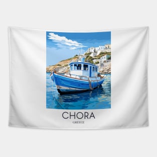 A Pop Art Travel Print of Chora Andros Island - Greece Tapestry