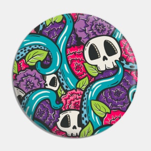 Kraken Floral Fear In Rainbow Colors Pin