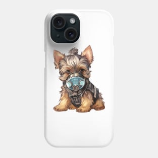 Yorkshire Terrier Dog Wearing Gas Mask Phone Case