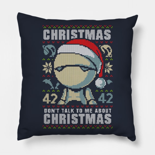 Ugly Sweater Marvin Paranoid Android - Hitchhiker's Guide to the Galaxy T-Shirt Pillow by BlancaVidal