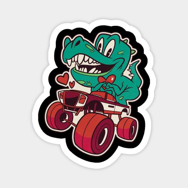 T-Rex driving a monstertruck Magnet by Picasso_design1995