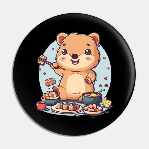 Kawaii Quokka eating sushi Pin by MilkyBerry