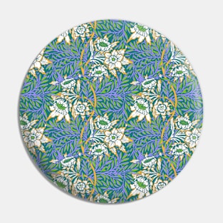 William Morris Tulip and Willow Pattern on Teal Pin