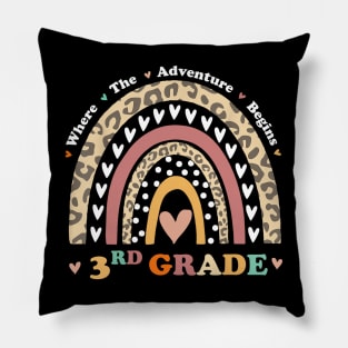 Back To School 3rd Grade Where The Adventure Begins Rainbow Pillow