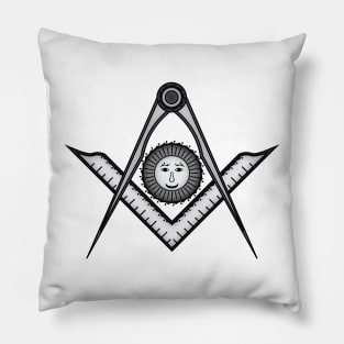 Square, compass and sun - Masonic symbol of Senior Deacon for Blue Lodge Freemasonry Pillow