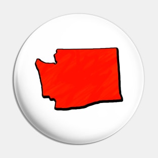 Bright Red Washington Outline Pin