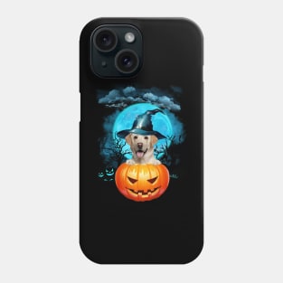 Yellow Labrador Witch Hat Pumpkin And Blue Moon Halloween Phone Case