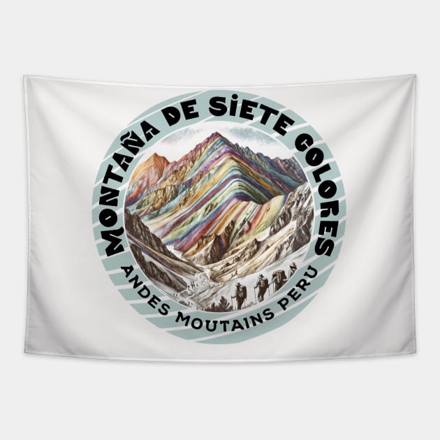 Peruvian Andes Rainbow Mountain Peru Tapestry by Sambastyles