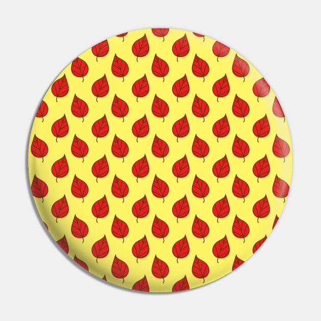 Red Leaf Yellow Pattern Pin by saradaboru