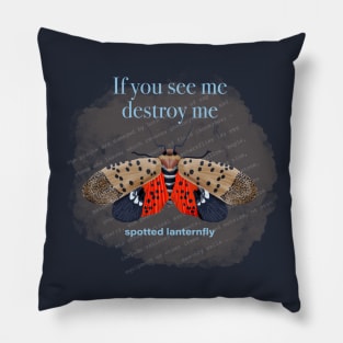 Spotted Lanternfly in light blue Pillow