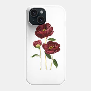 Burgundy peonies Phone Case