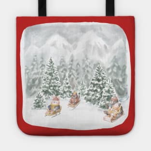 winter holidays with cute animals Tote