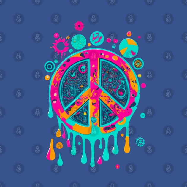 Peace Liquid Paint Drip Graffiti Design by BlueLine Design