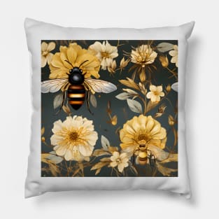 Honeycomb and Bee Pattern 18 Pillow