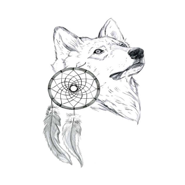 Wolf And Dreamcatcher by Ferrell