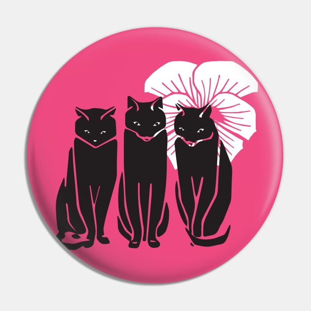 Three black cats Pin by grafart