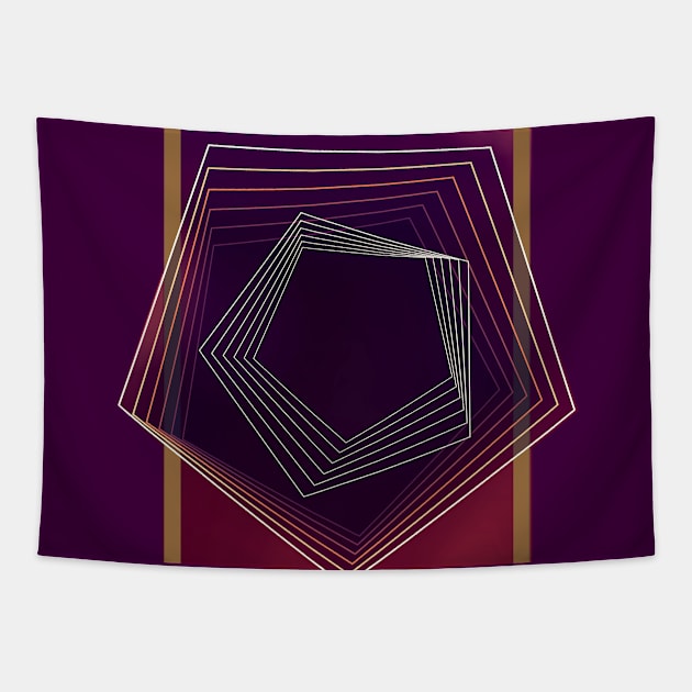 Geometric minimal illusion gold Tapestry by carolsalazar