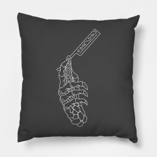 Skeleton Hand with Straight Razor Pillow