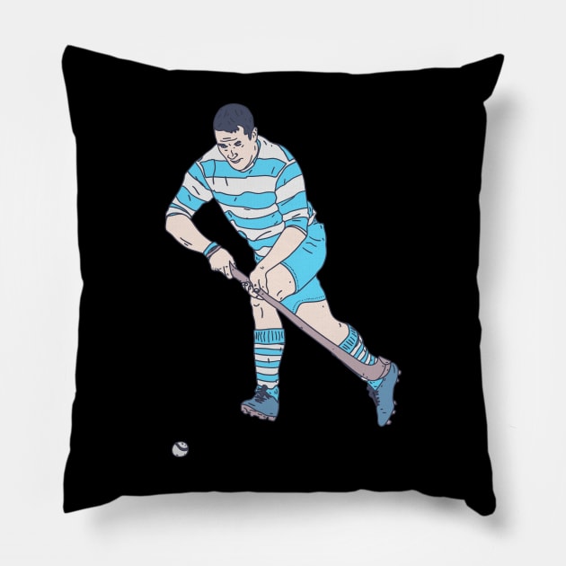 Shinty - Ball Player - Scottish National Game Pillow by DeWinnes