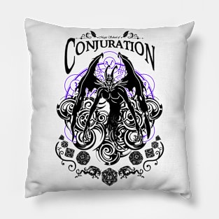 Conjuration - D&D Magic School Series: Black Text Pillow