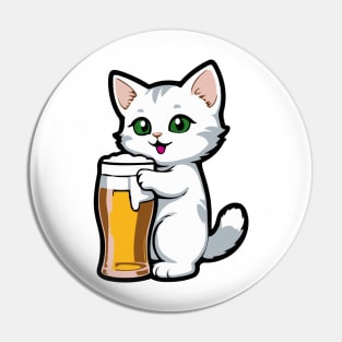 Funny and Cute Kitten Beer Party Pin