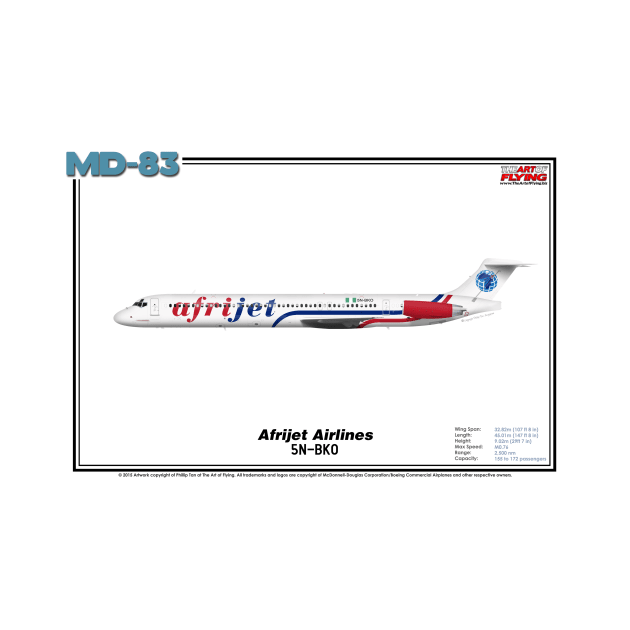 McDonnell Douglas MD-83 - Afrijet Airlines (Art Print) by TheArtofFlying