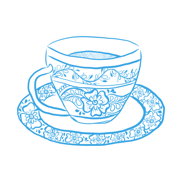 Intricate Tea Cup (Sky Blue) by littlecurlew