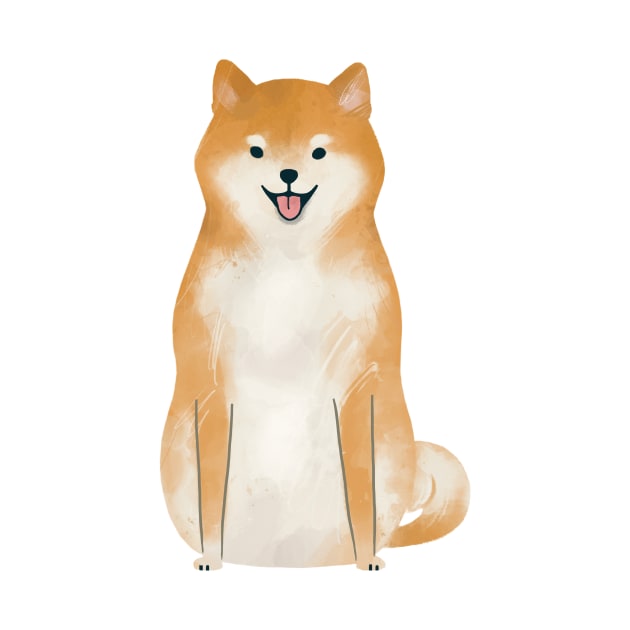 Shiba Inu Watercolor Illustration by thecolddots