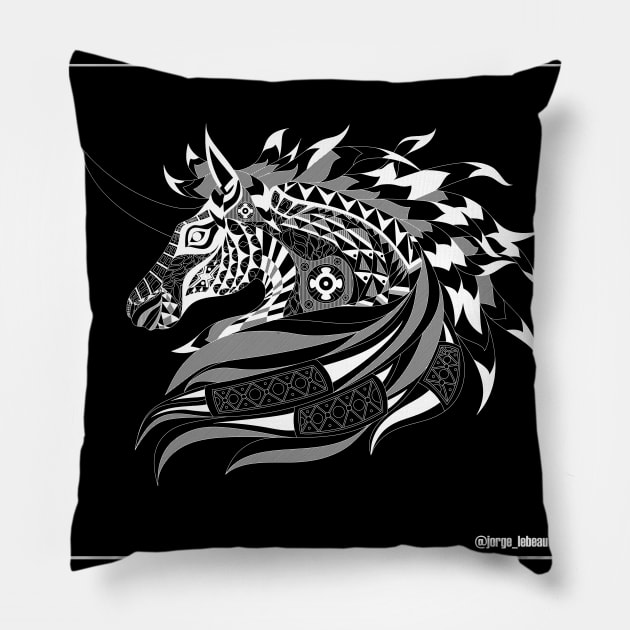 unicorn horse power in ecopop pattern Pillow by jorge_lebeau