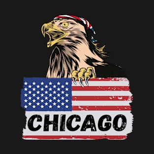 American eagle retro US Flag Chicago City T-Shirt