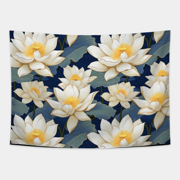 Serenity Blooms: Timeless Lotus Flower Pattern Tapestry by star trek fanart and more