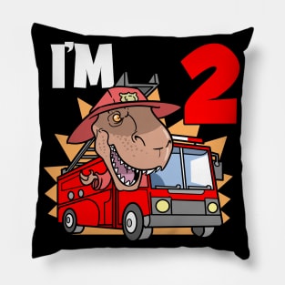 I'm 2 Birthday Firefighter T-Rex Pillow