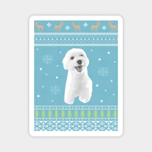 Maltipoo Ugly Christmas Sweater in Blue Magnet