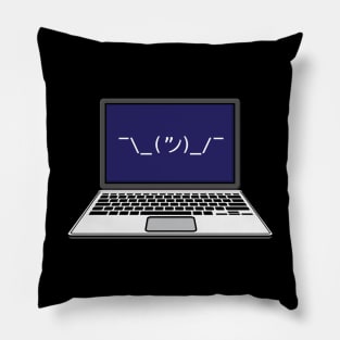 Funny laughing computer - Ascii art - Smiling Laptop Pillow