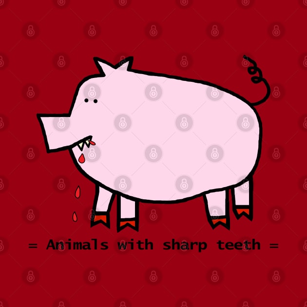 Animals with Sharp Teeth Halloween Horror Pig by ellenhenryart